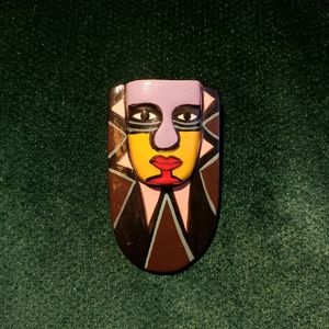 Wooden tribal brooch